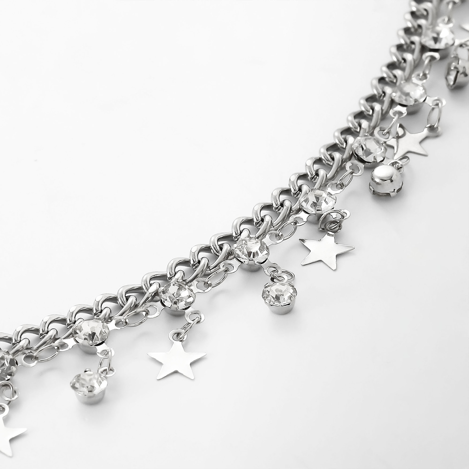 Womens Body Layered Star Belly Chain with Rhinestones